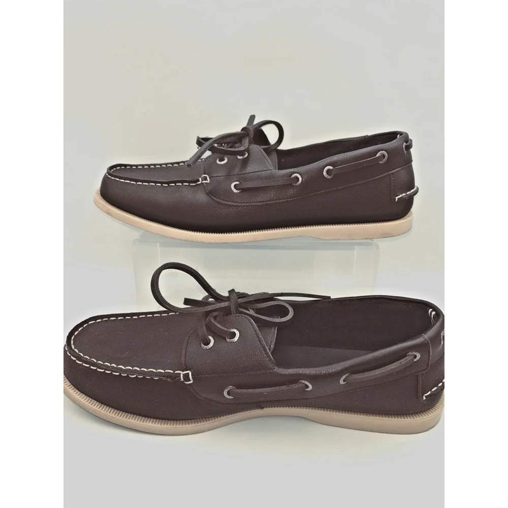 Nautica Boat Shoe Mens 12 Nueltin Loafer Lace Casual Vegan Leather Moccasins EUC